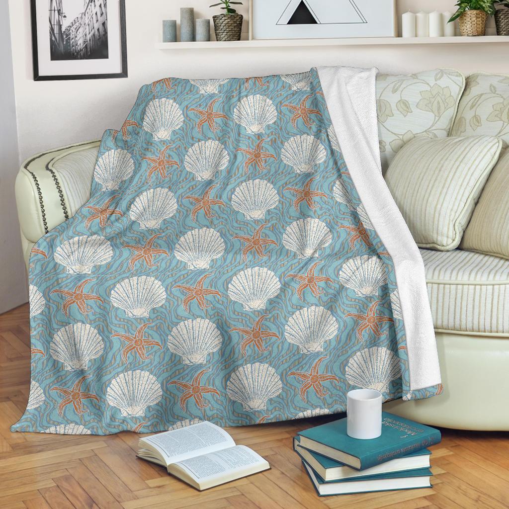 Starfish Shell Pattern Print Blanket-grizzshop