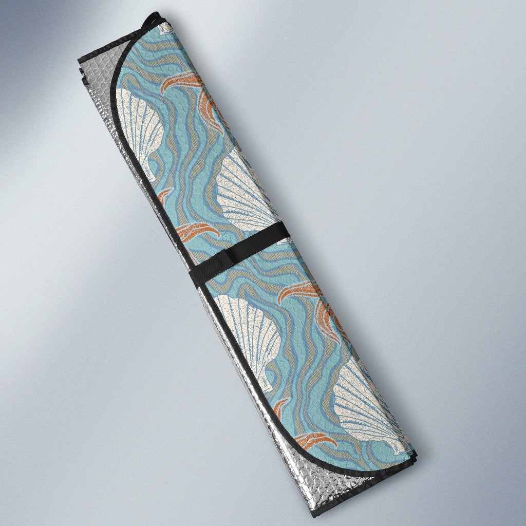 Starfish Shell Pattern Print Car Sun Shade-grizzshop