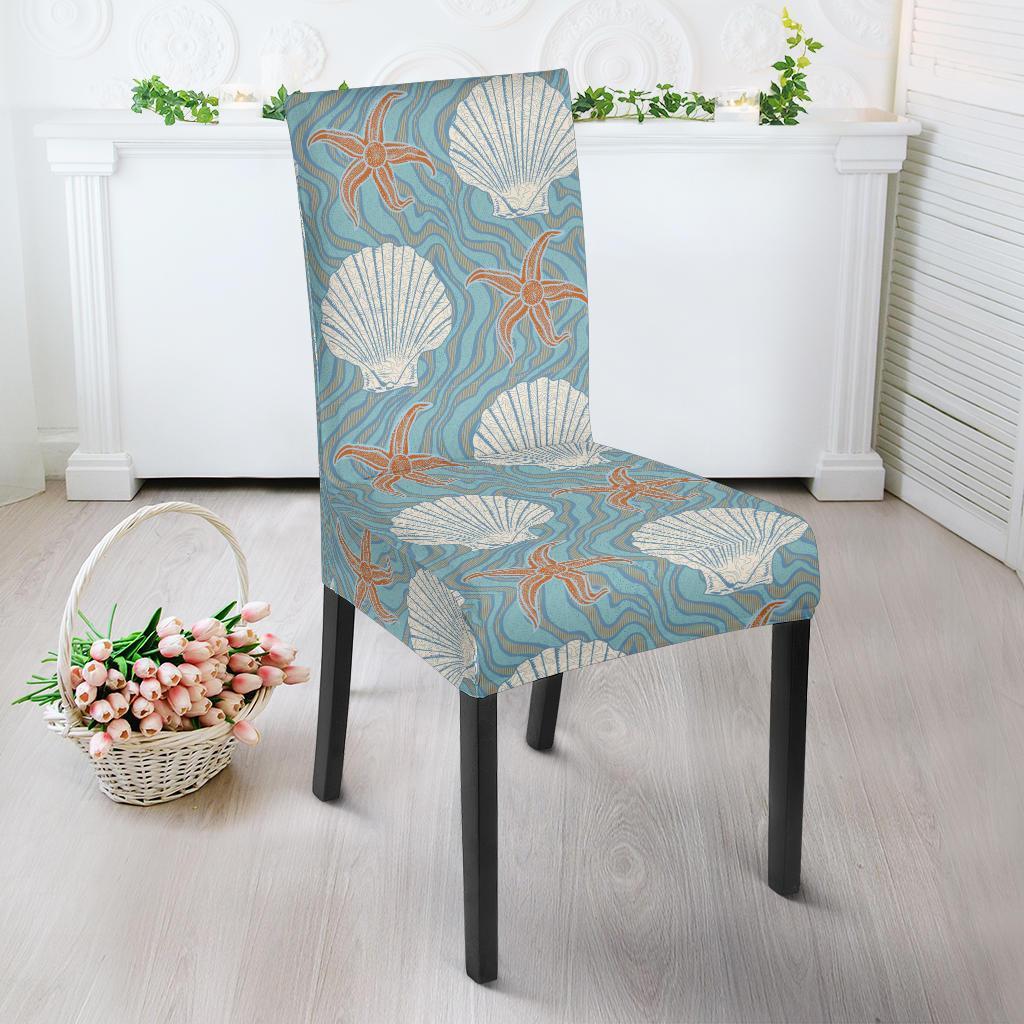 Starfish Shell Pattern Print Chair Cover-grizzshop