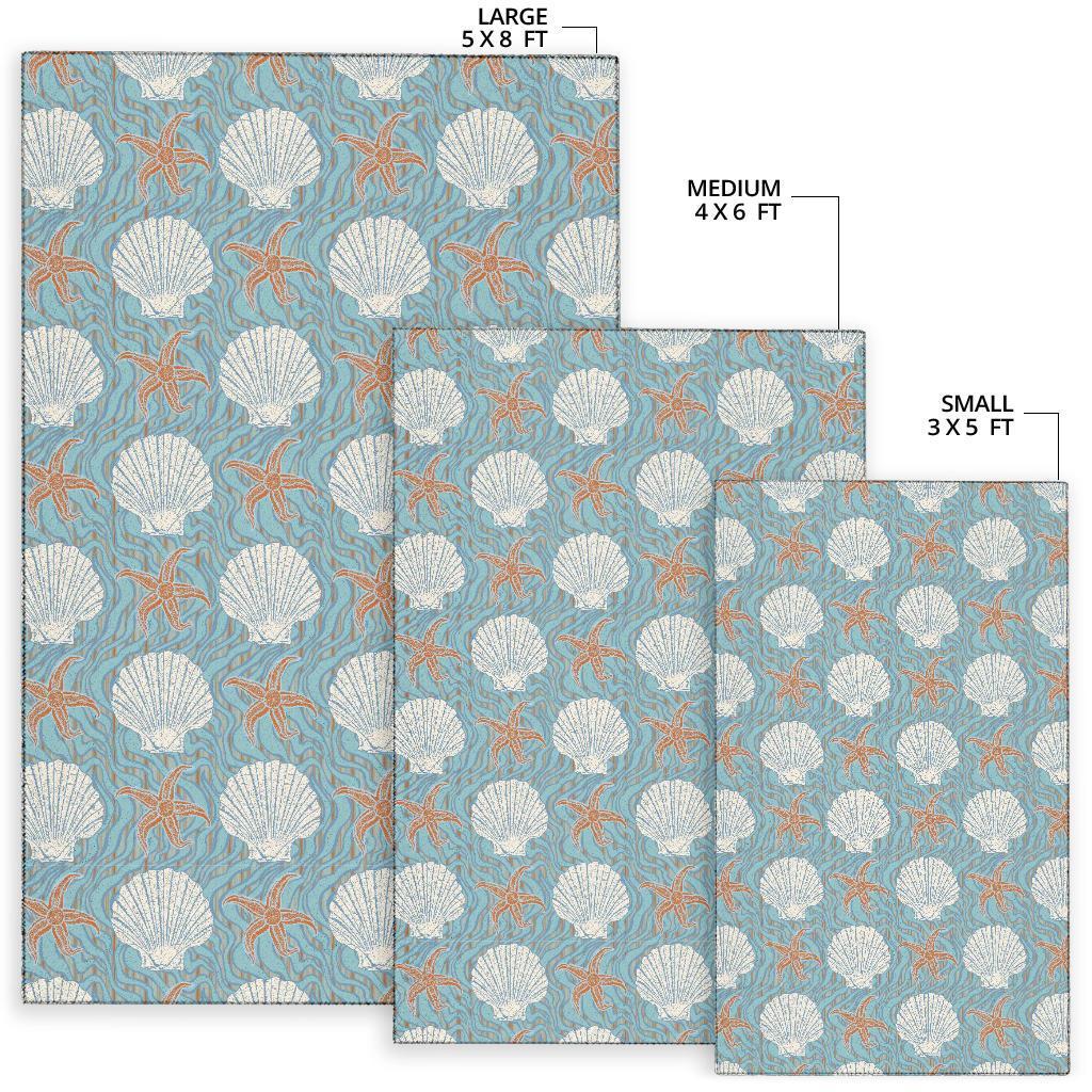 Starfish Shell Pattern Print Floor Mat-grizzshop