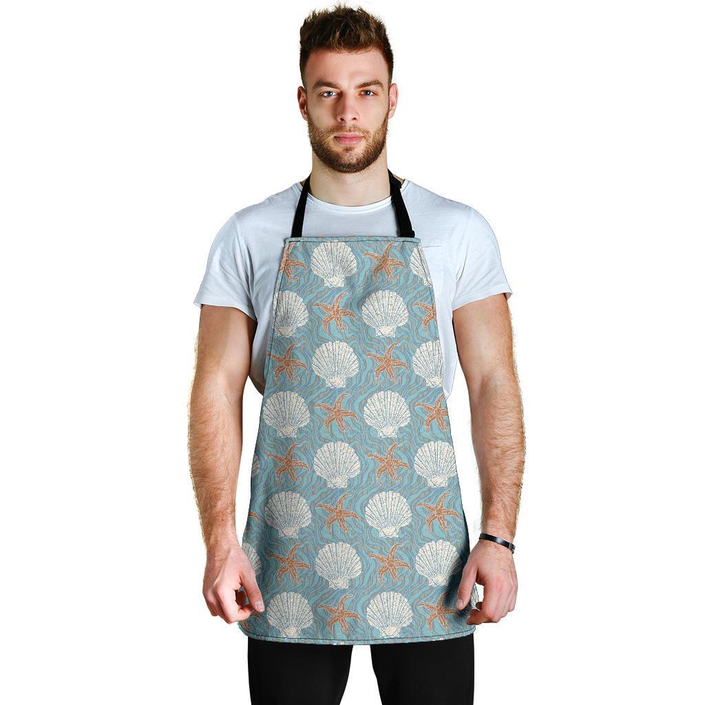 Starfish Shell Pattern Print Men's Apron-grizzshop