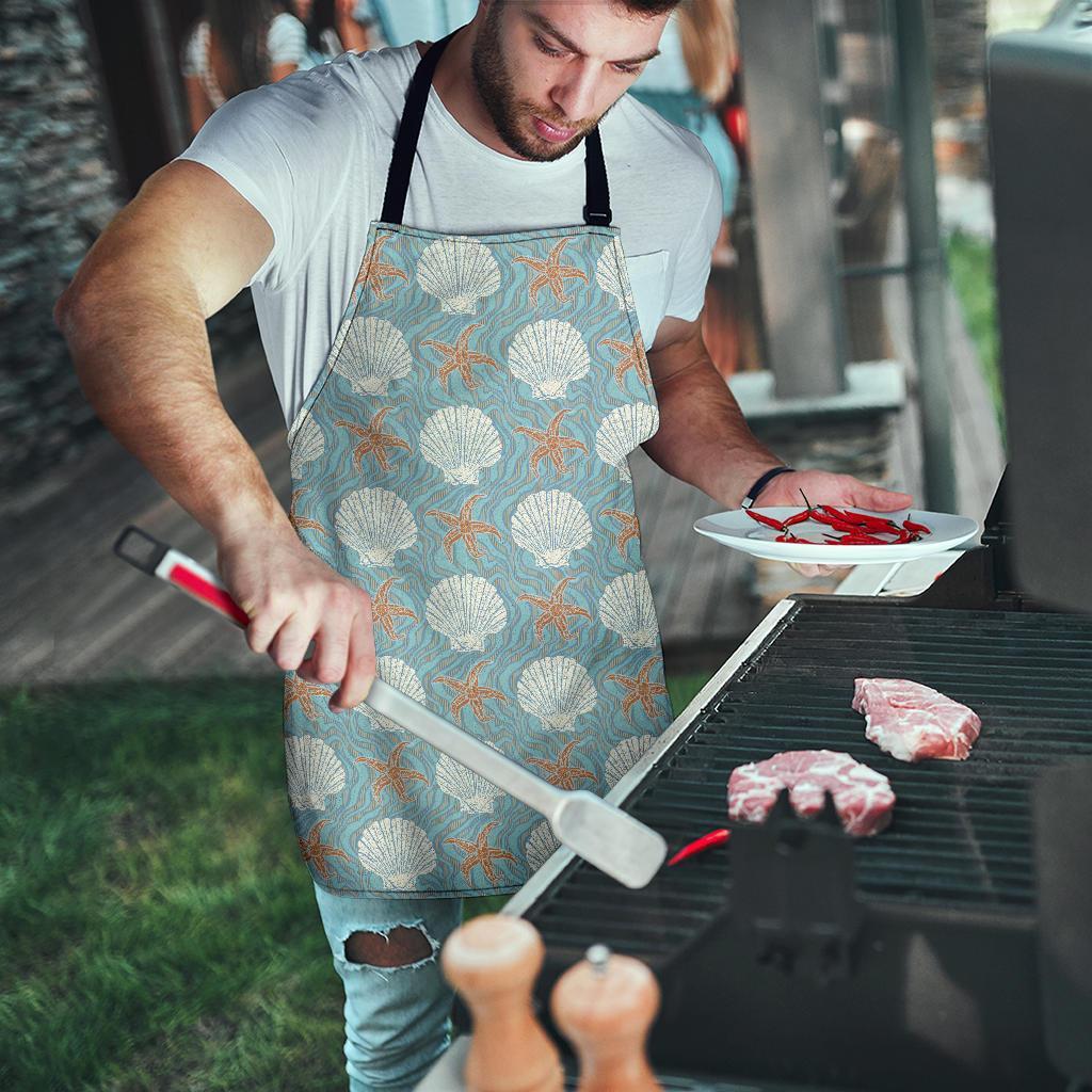 Starfish Shell Pattern Print Men's Apron-grizzshop