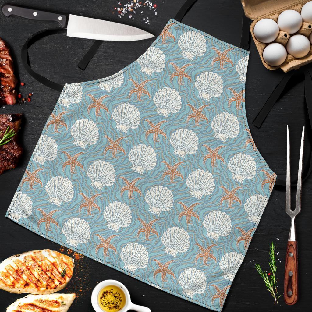 Starfish Shell Pattern Print Men's Apron-grizzshop