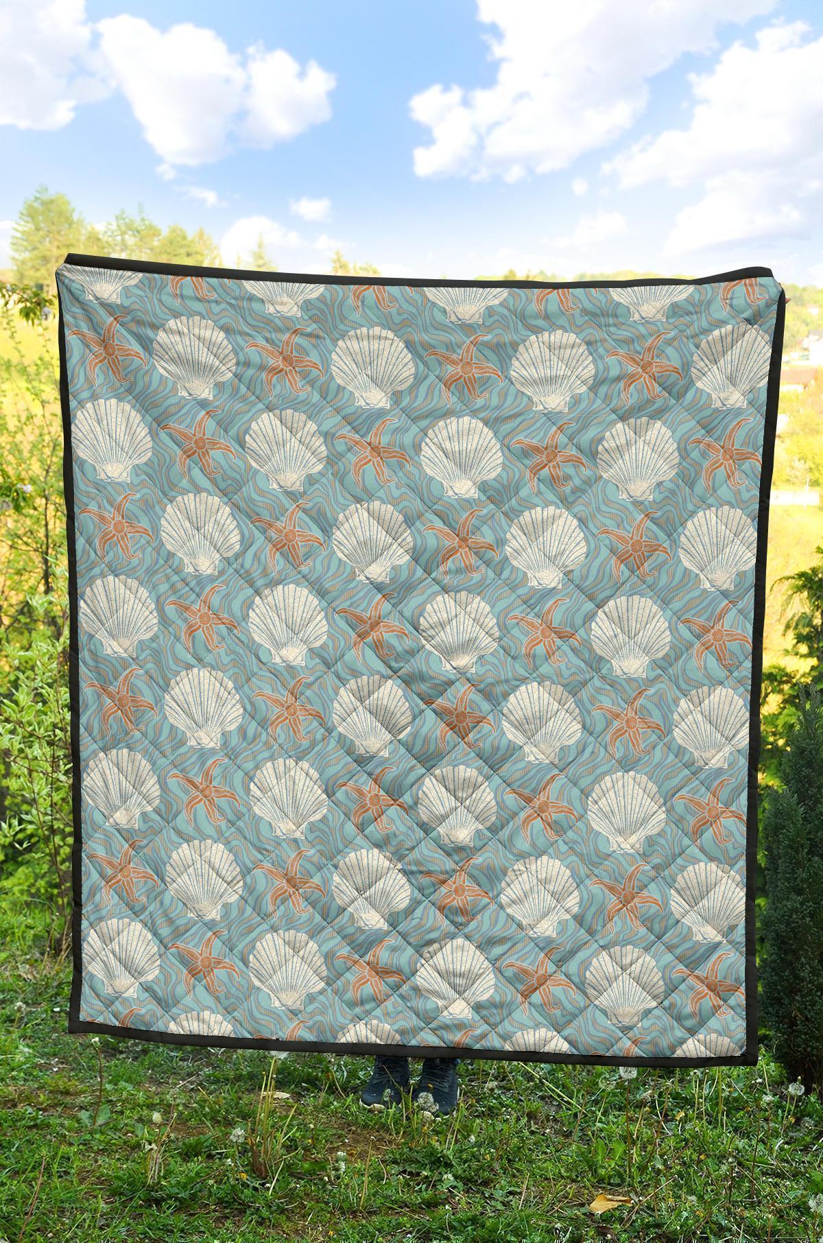 Starfish Shell Pattern Print Quilt-grizzshop