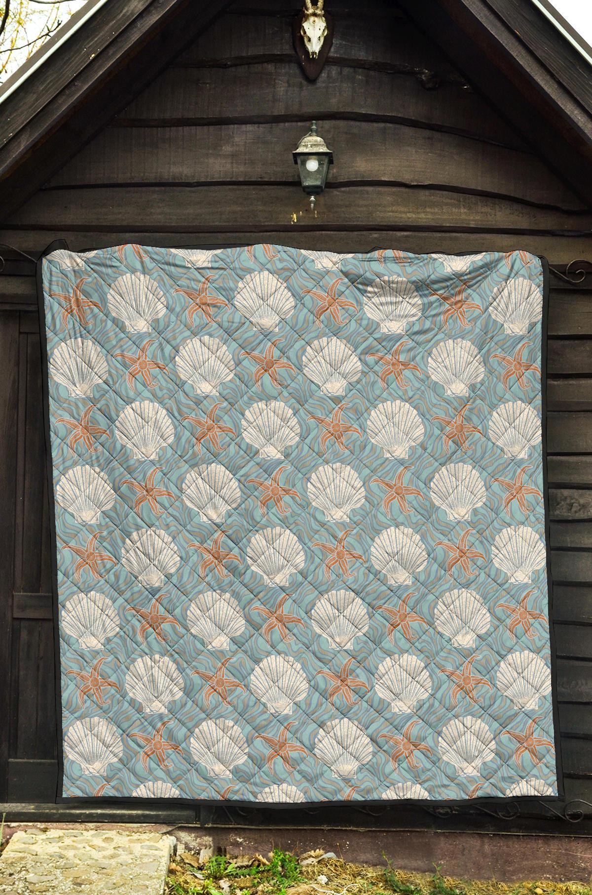 Starfish Shell Pattern Print Quilt-grizzshop