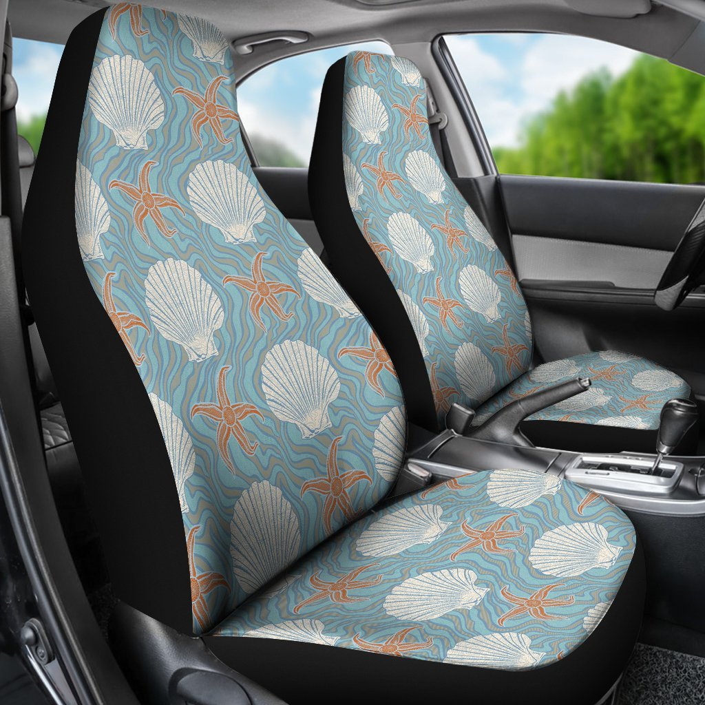 Starfish Shell Pattern Print Universal Fit Car Seat Covers-grizzshop