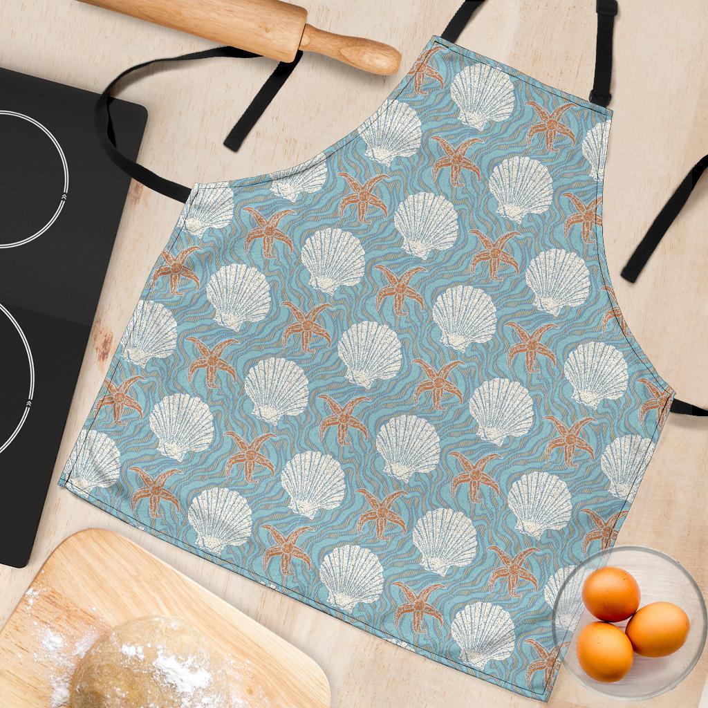 Starfish Shell Pattern Print Women's Apron-grizzshop