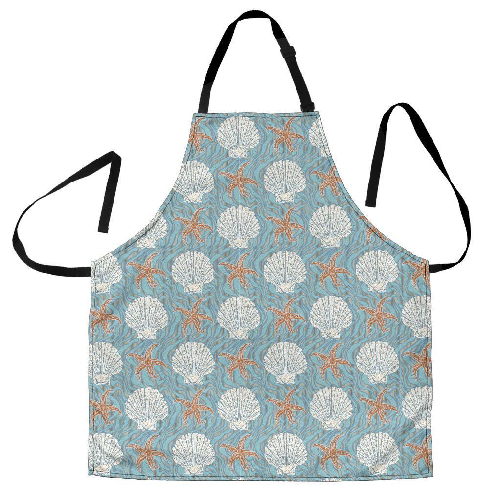 Starfish Shell Pattern Print Women's Apron-grizzshop