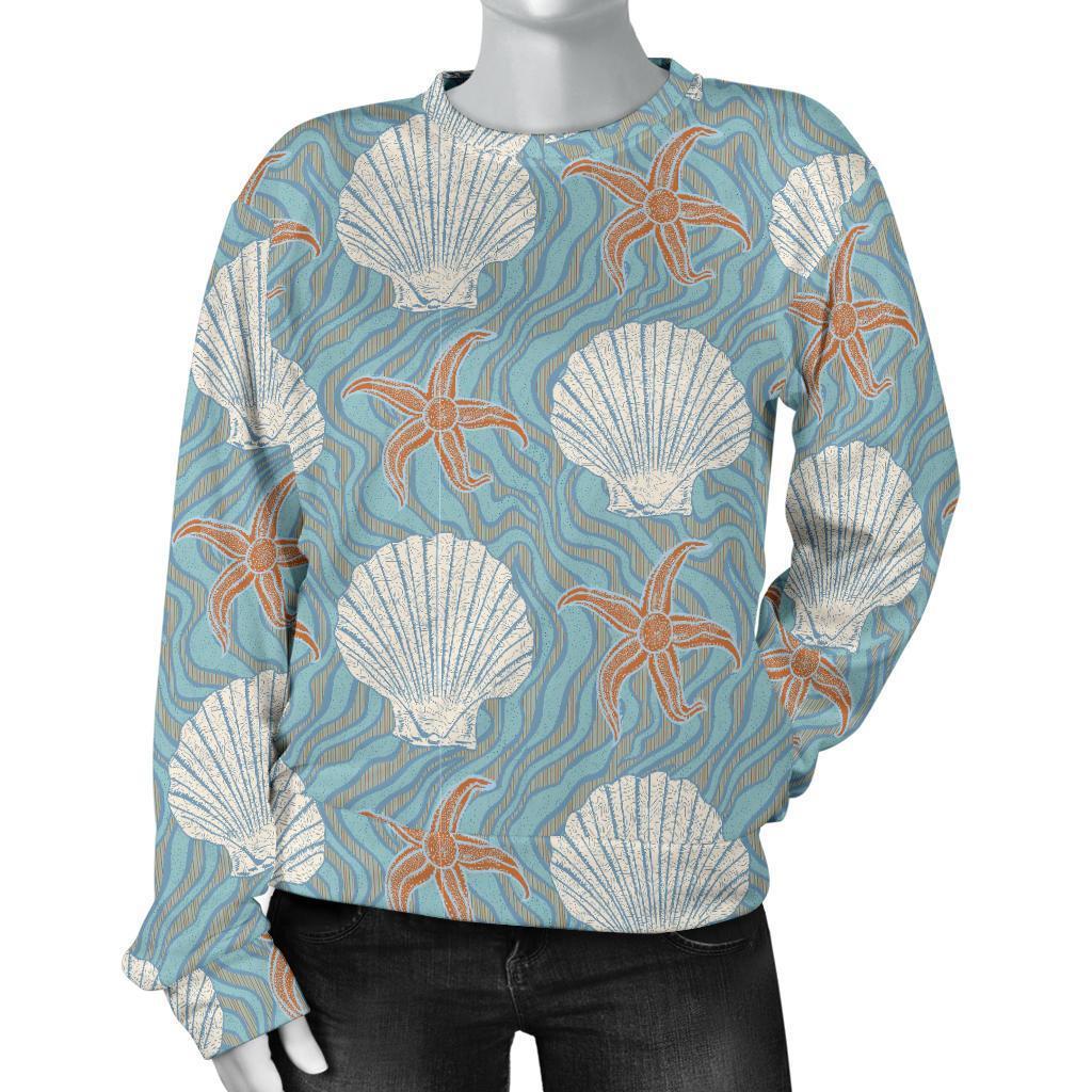 Starfish Shell Pattern Print Women's Sweatshirt-grizzshop