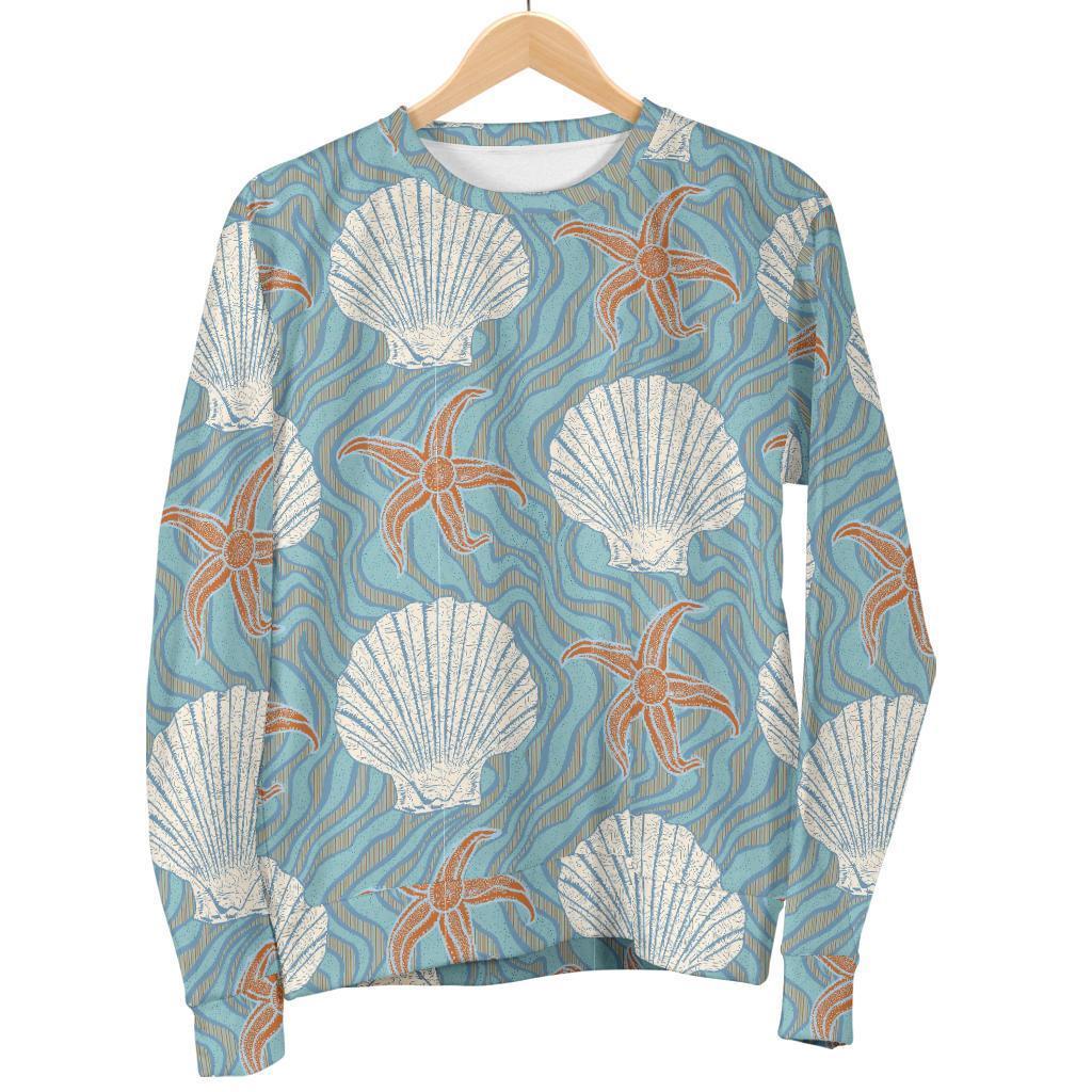 Starfish Shell Pattern Print Women's Sweatshirt-grizzshop