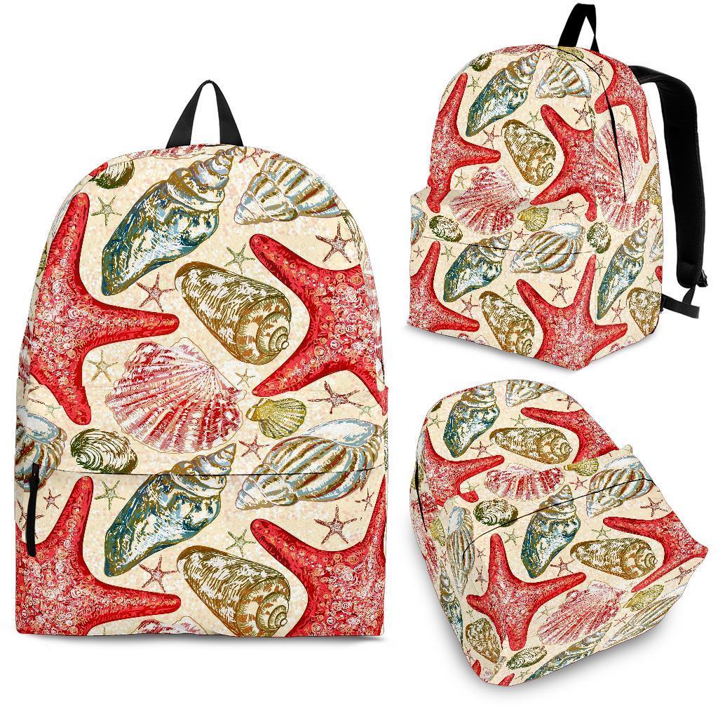 Starfish Shell Print Pattern Backpack-grizzshop