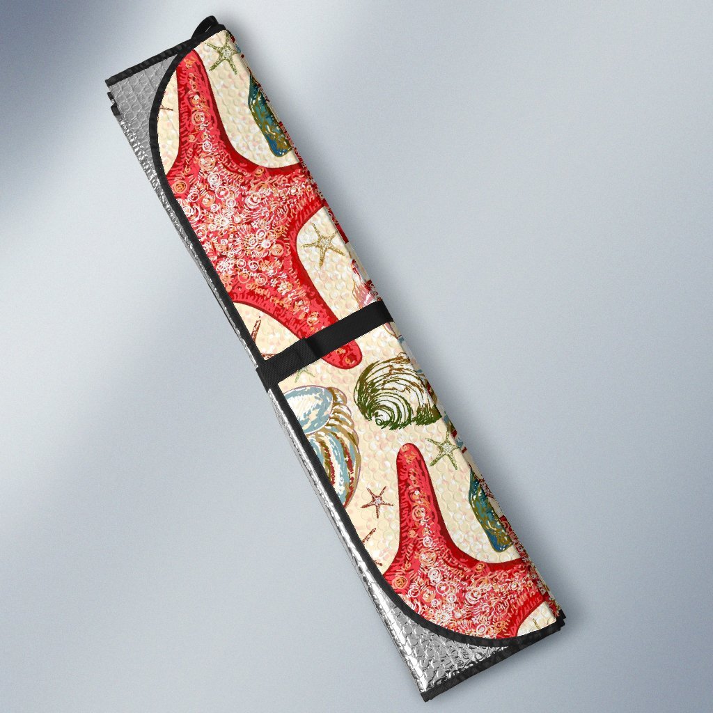 Starfish Shell Print Pattern Car Sun Shade-grizzshop