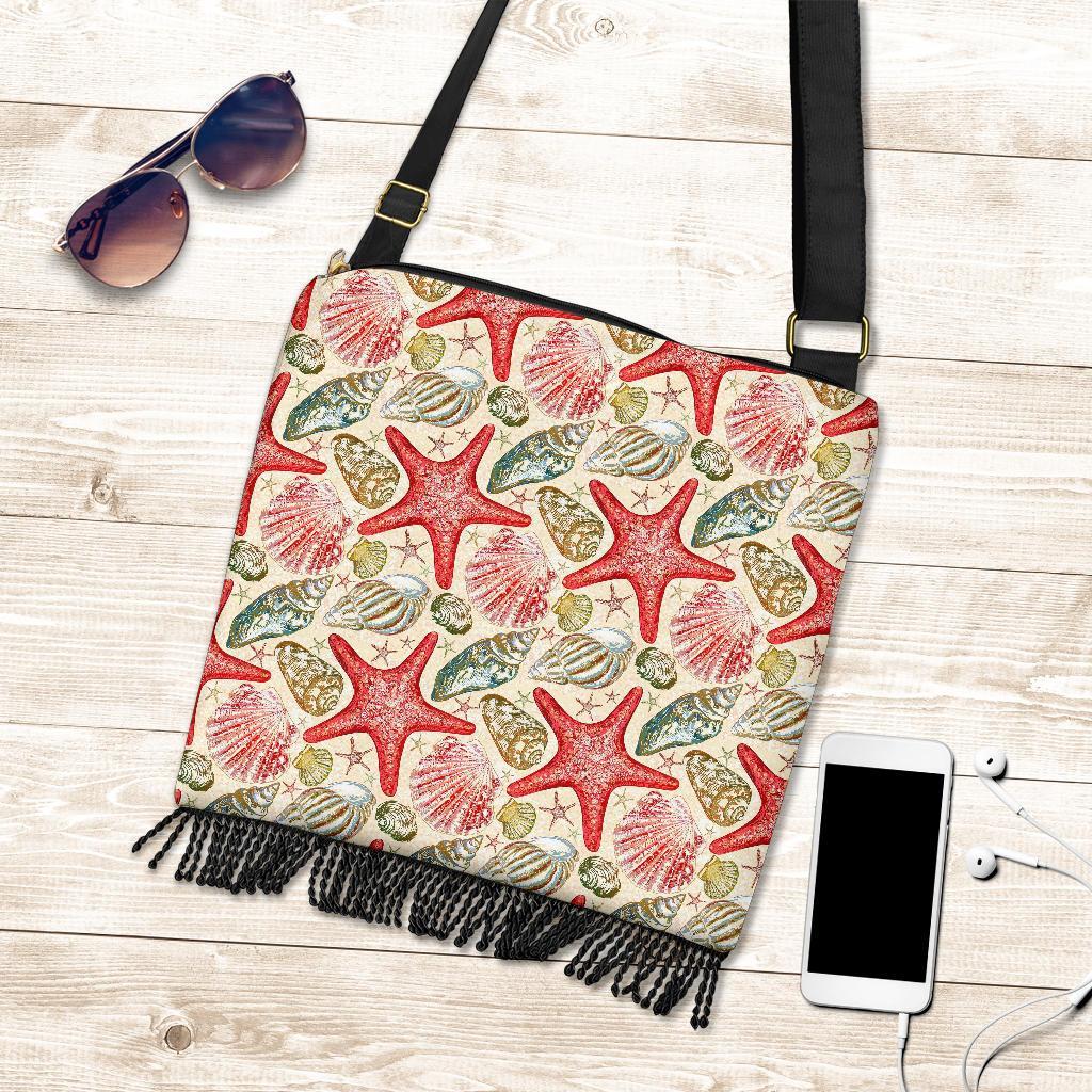 Starfish Shell Print Pattern Crossbody bags-grizzshop