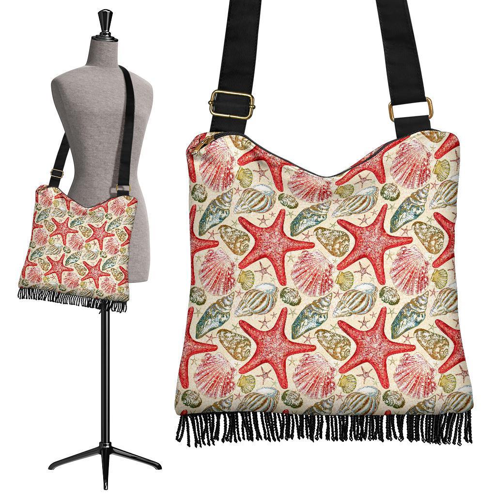 Starfish Shell Print Pattern Crossbody bags-grizzshop