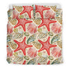 Starfish Shell Print Pattern Duvet Cover Bedding Set-grizzshop