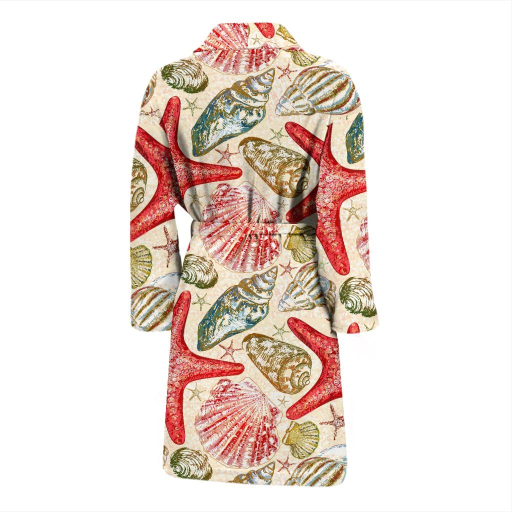 Starfish Shell Print Pattern Men Long Robe-grizzshop