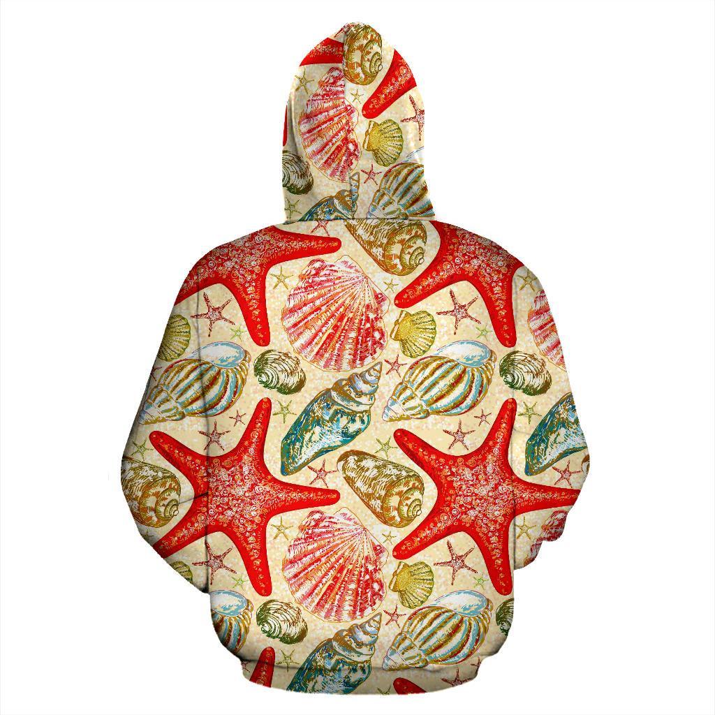 Starfish Shell Print Pattern Men Women Pullover Hoodie-grizzshop