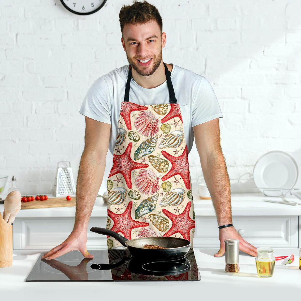 Starfish Shell Print Pattern Men's Apron-grizzshop