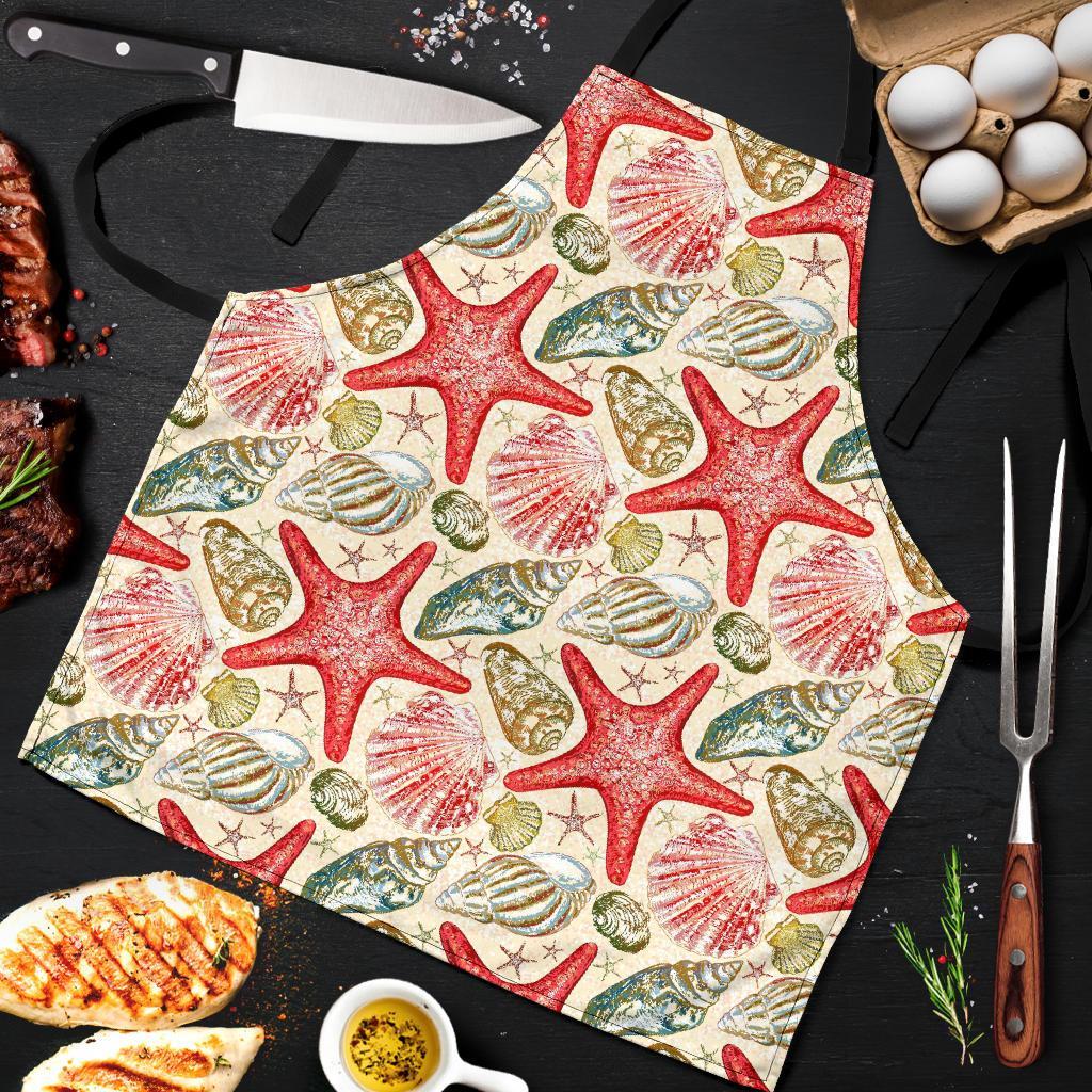 Starfish Shell Print Pattern Men's Apron-grizzshop