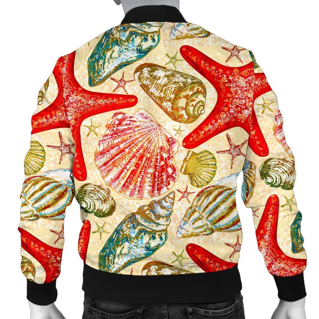 Starfish Shell Print Pattern Men's Bomber Jacket-grizzshop