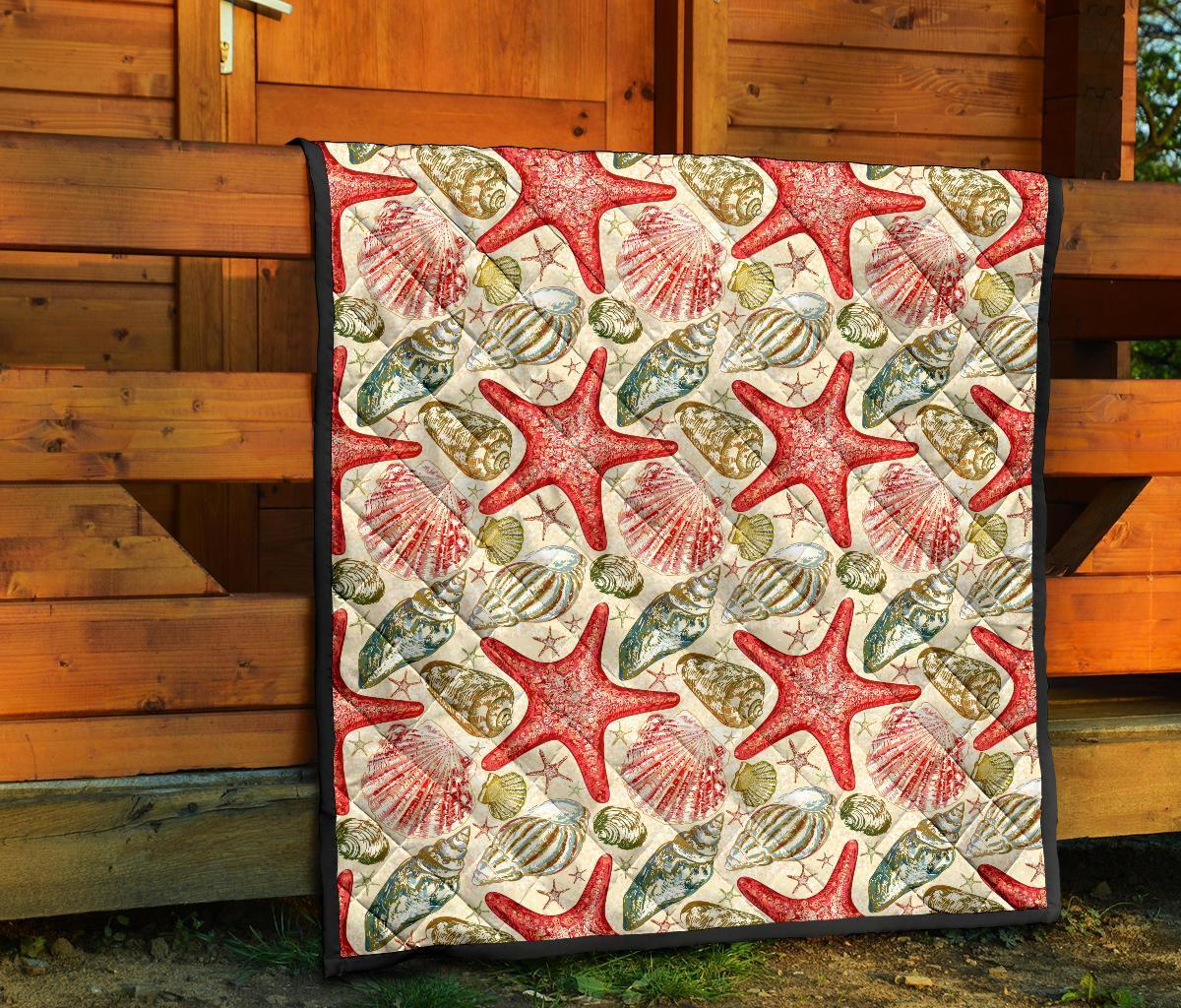 Starfish Shell Print Pattern Quilt-grizzshop