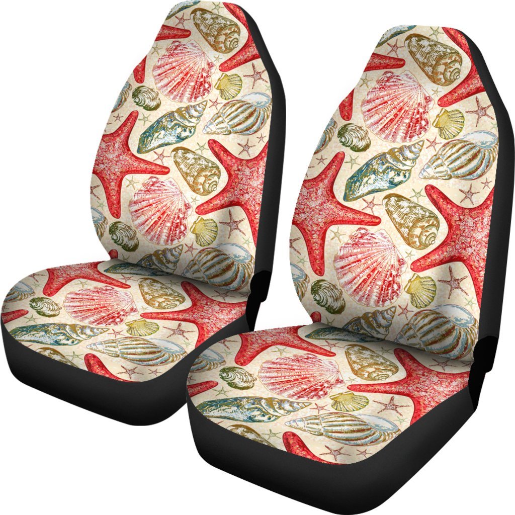 Starfish Shell Print Pattern Universal Fit Car Seat Covers-grizzshop