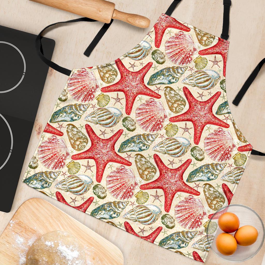 Starfish Shell Print Pattern Women's Apron-grizzshop