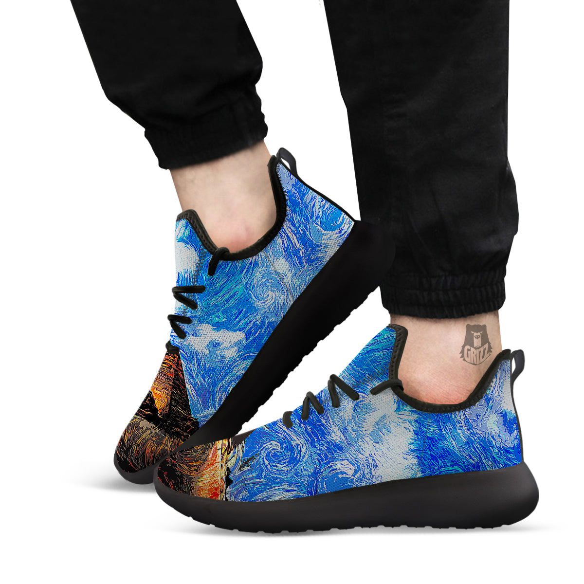 Starring Night Pyramids Print Black Athletic Shoes-grizzshop