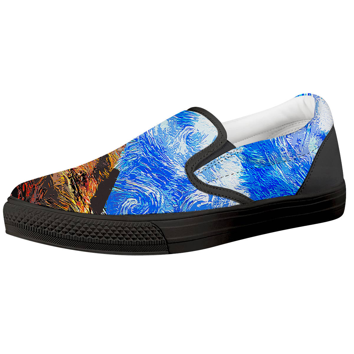 Starring Night Pyramids Print Black Slip On Shoes-grizzshop