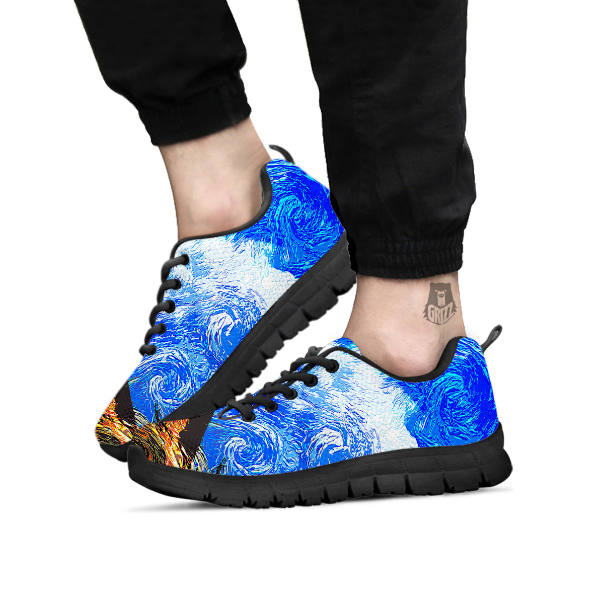 Starring Night Pyramids Print Black Sneaker-grizzshop