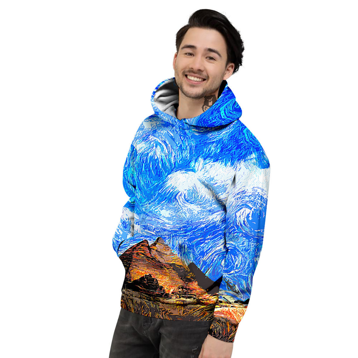 Starring Night Pyramids Print Men's Hoodie-grizzshop