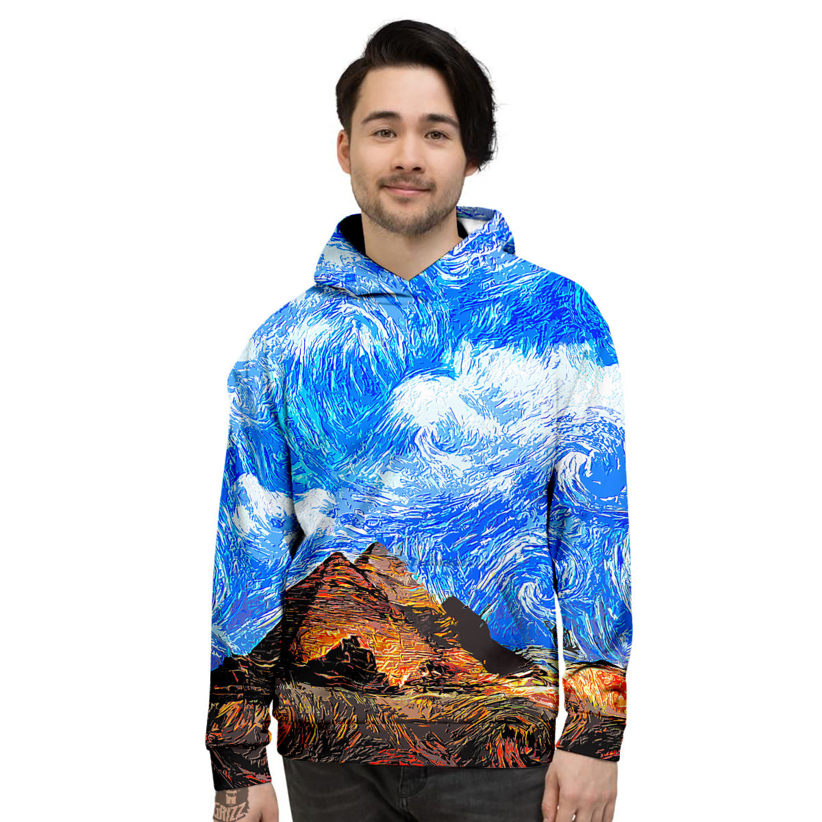 Starring Night Pyramids Print Men's Hoodie-grizzshop