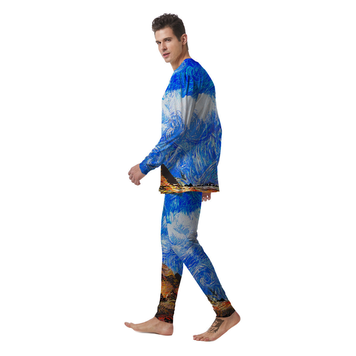 Starring Night Pyramids Print Men's Pajamas-grizzshop