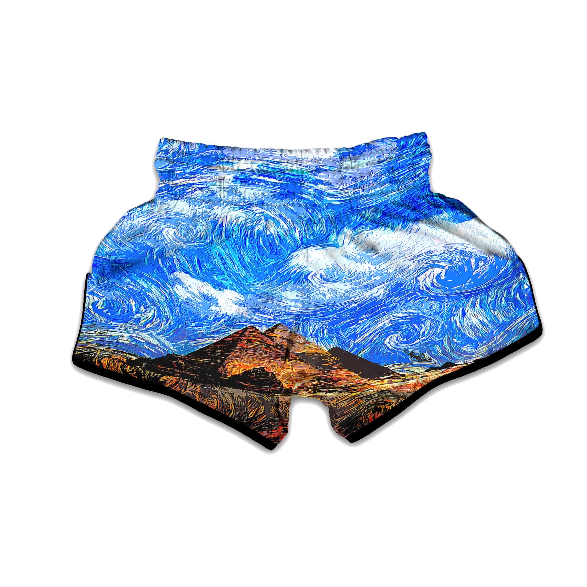 Starring Night Pyramids Print Muay Thai Boxing Shorts-grizzshop