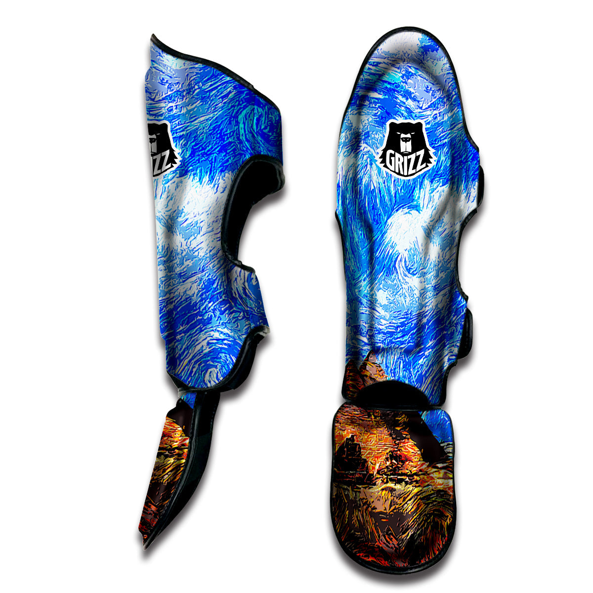 Starring Night Pyramids Print Muay Thai Shin Guards-grizzshop