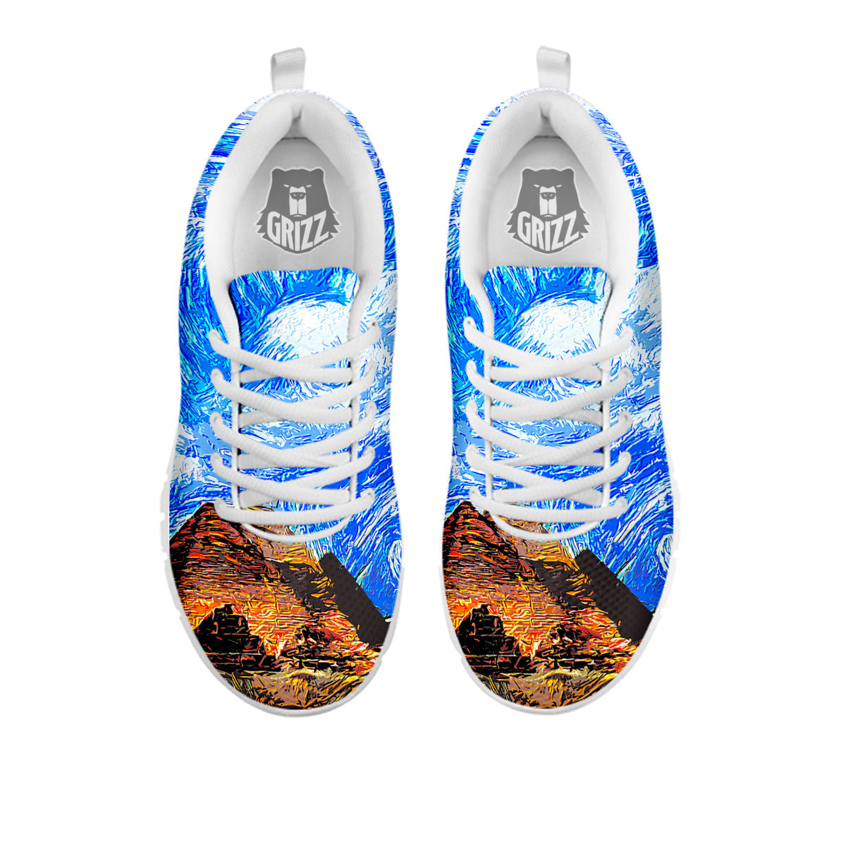 Starring Night Pyramids Print White Sneaker-grizzshop
