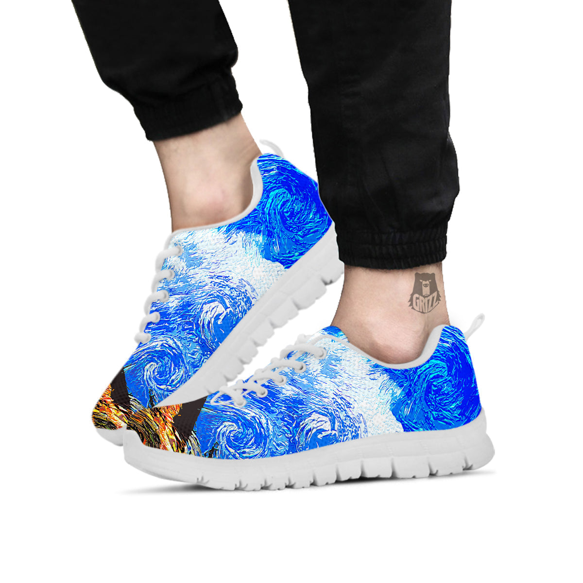 Starring Night Pyramids Print White Sneaker-grizzshop