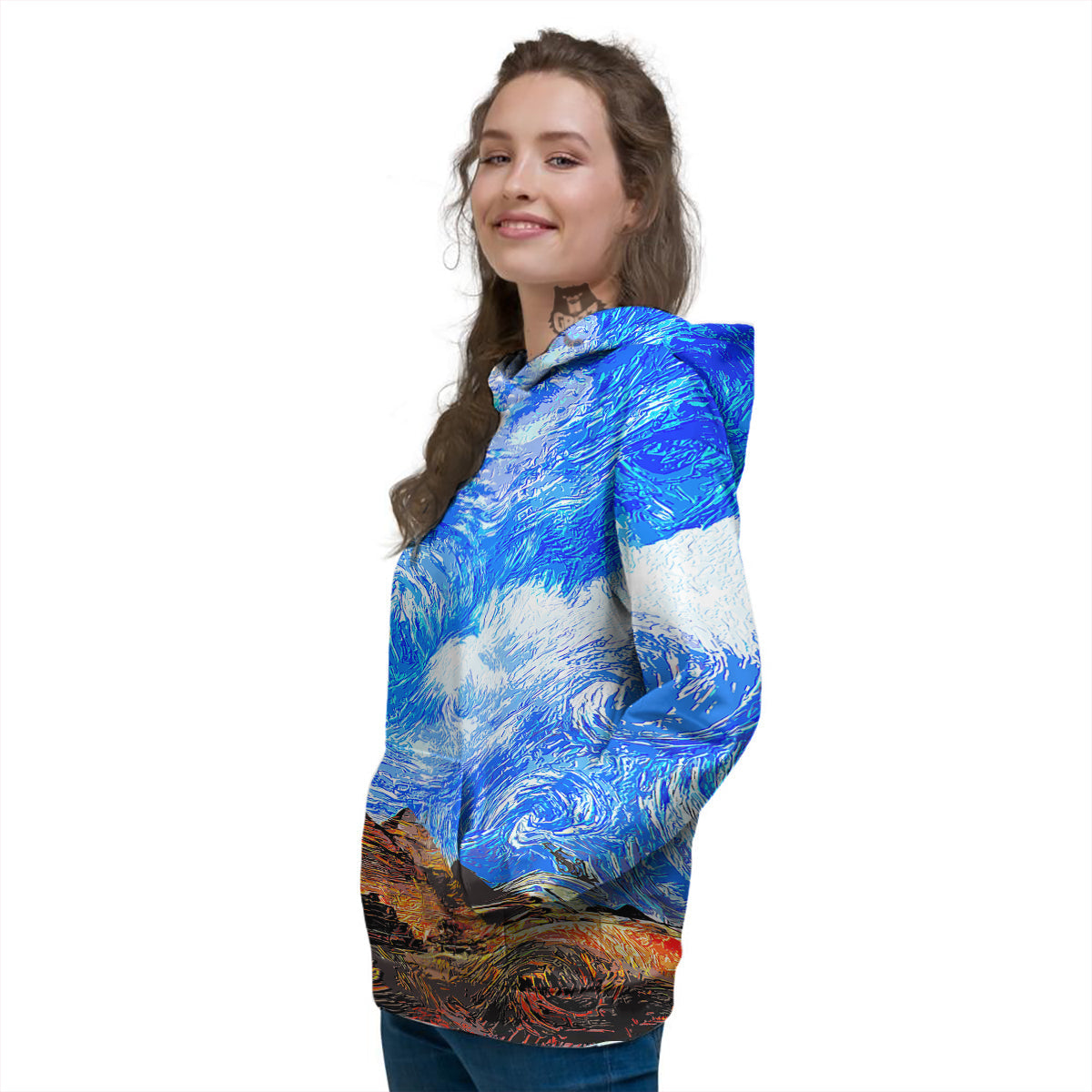 Starring Night Pyramids Print Women's Hoodie-grizzshop