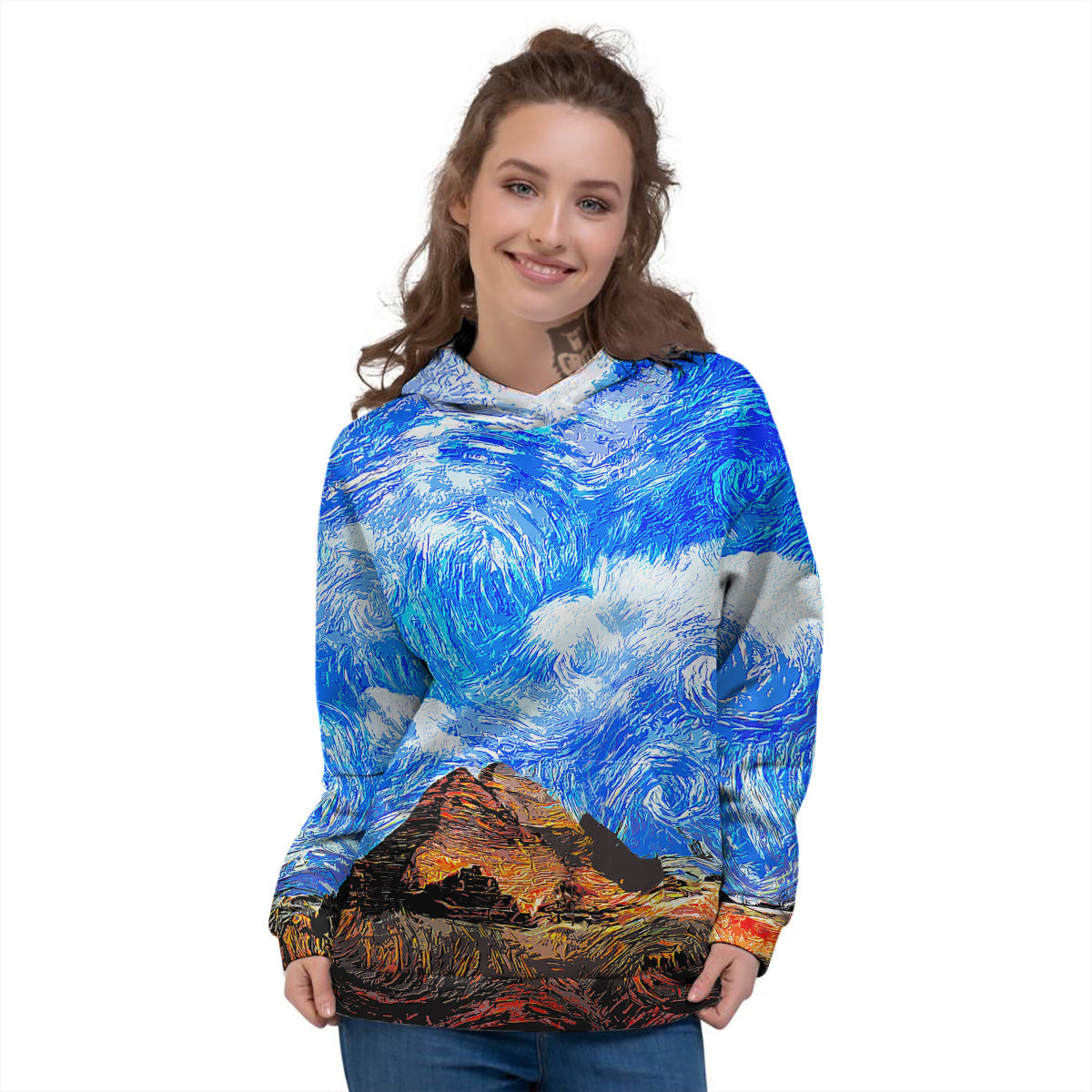 Starring Night Pyramids Print Women's Hoodie-grizzshop