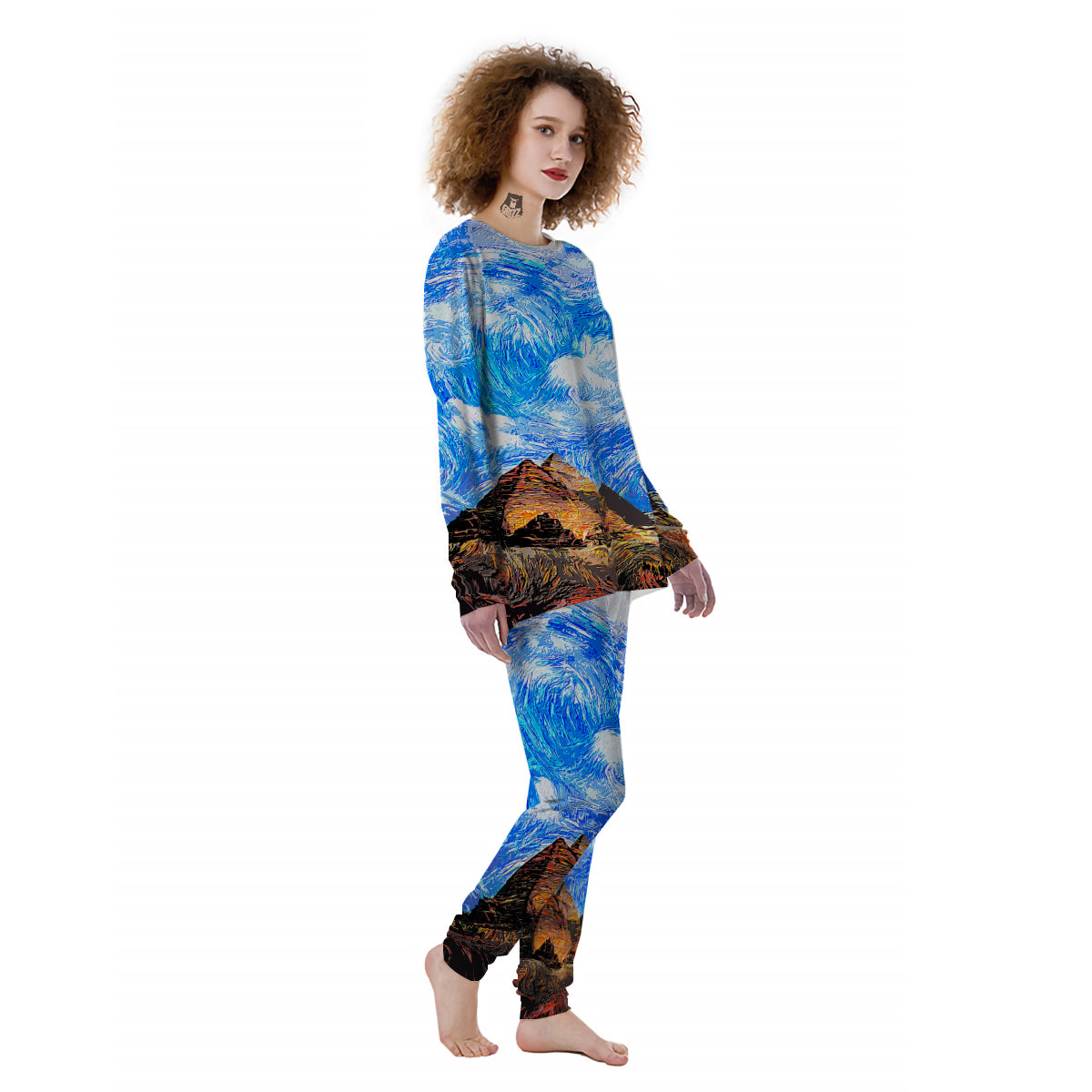 Starring Night Pyramids Print Women's Pajamas-grizzshop