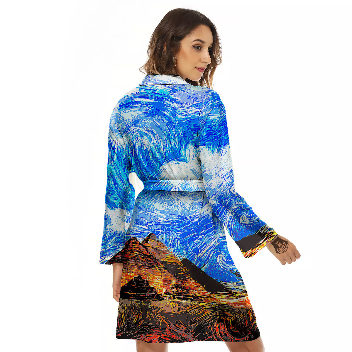 Starring Night Pyramids Print Women's Robe-grizzshop