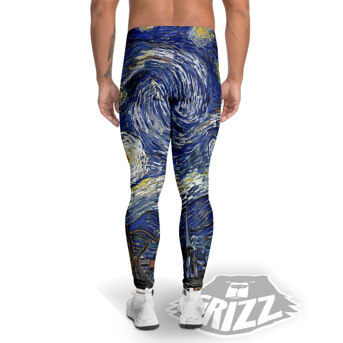 Starry Night Print Men's Leggings-grizzshop