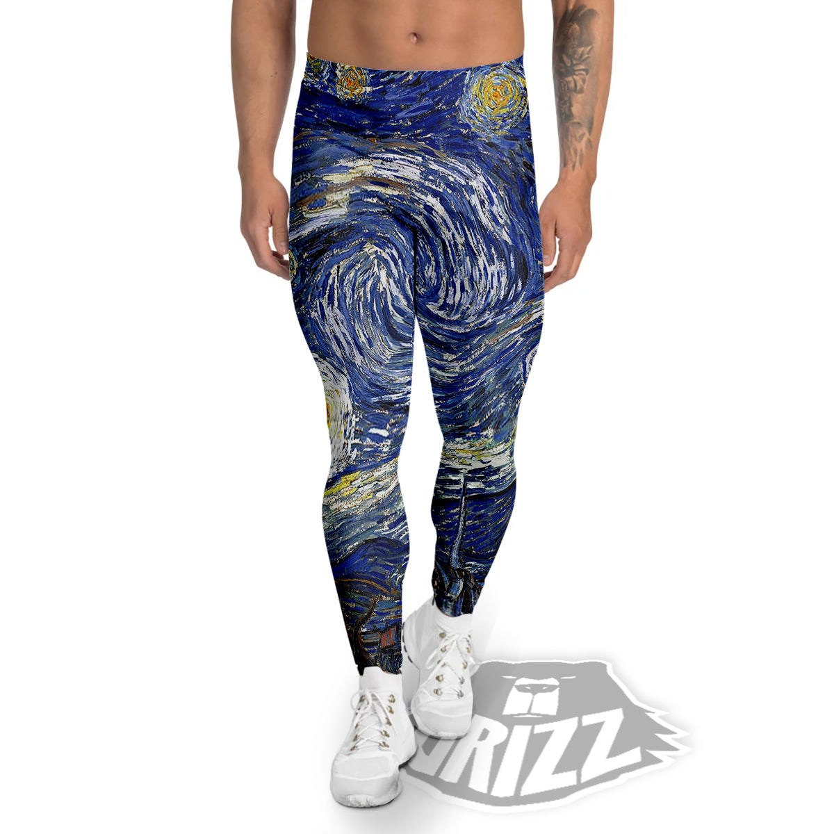 Starry Night Print Men's Leggings-grizzshop