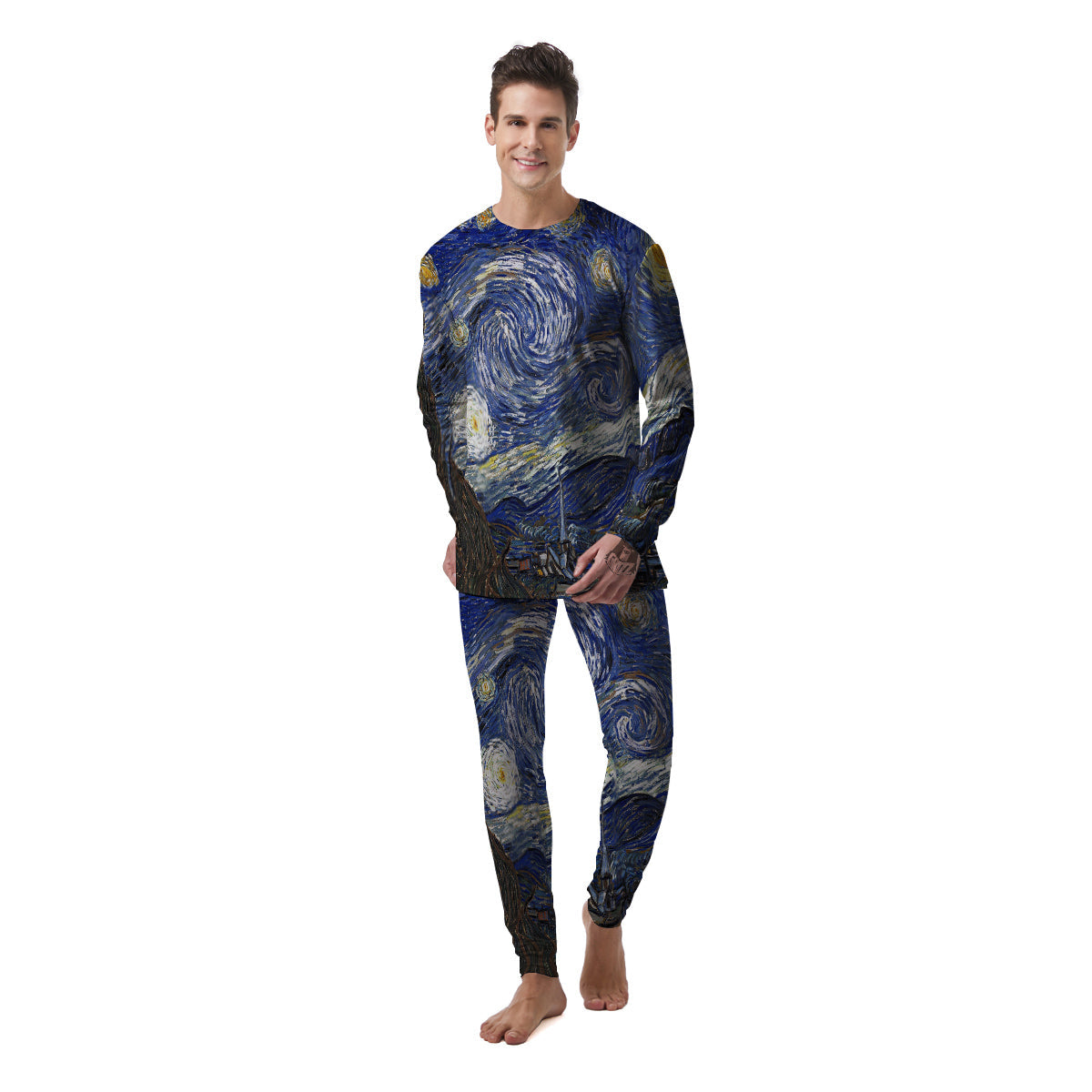 Starry Night Print Men's Pajamas-grizzshop