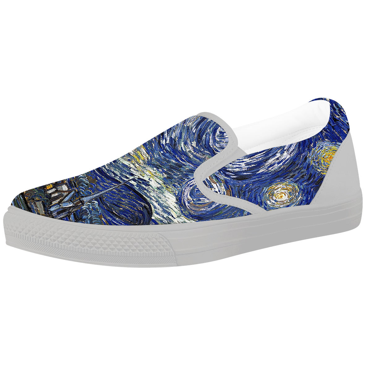 Starry Night Print White Slip On Shoes-grizzshop