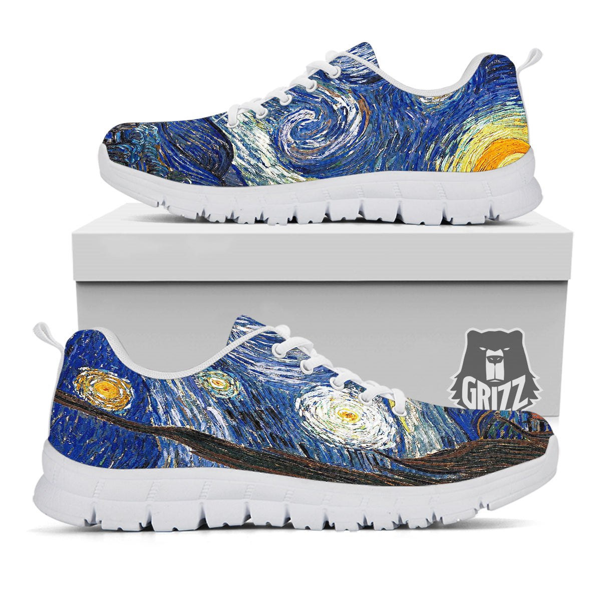 Starry Night Print White Sneaker-grizzshop