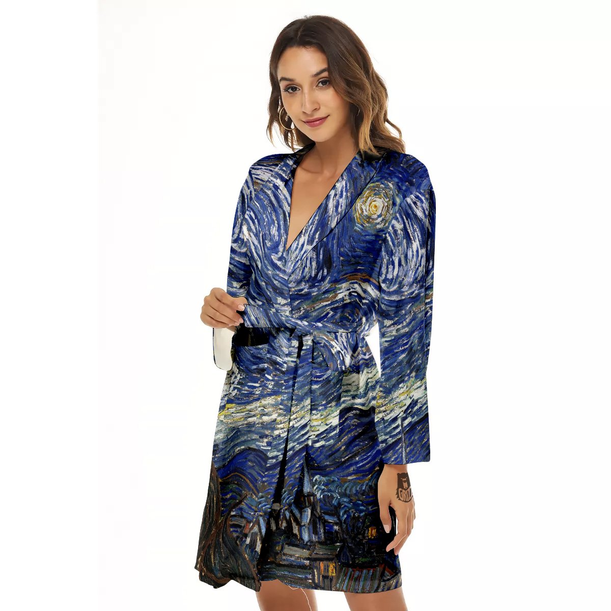 Starry Night Print Women's Robe-grizzshop