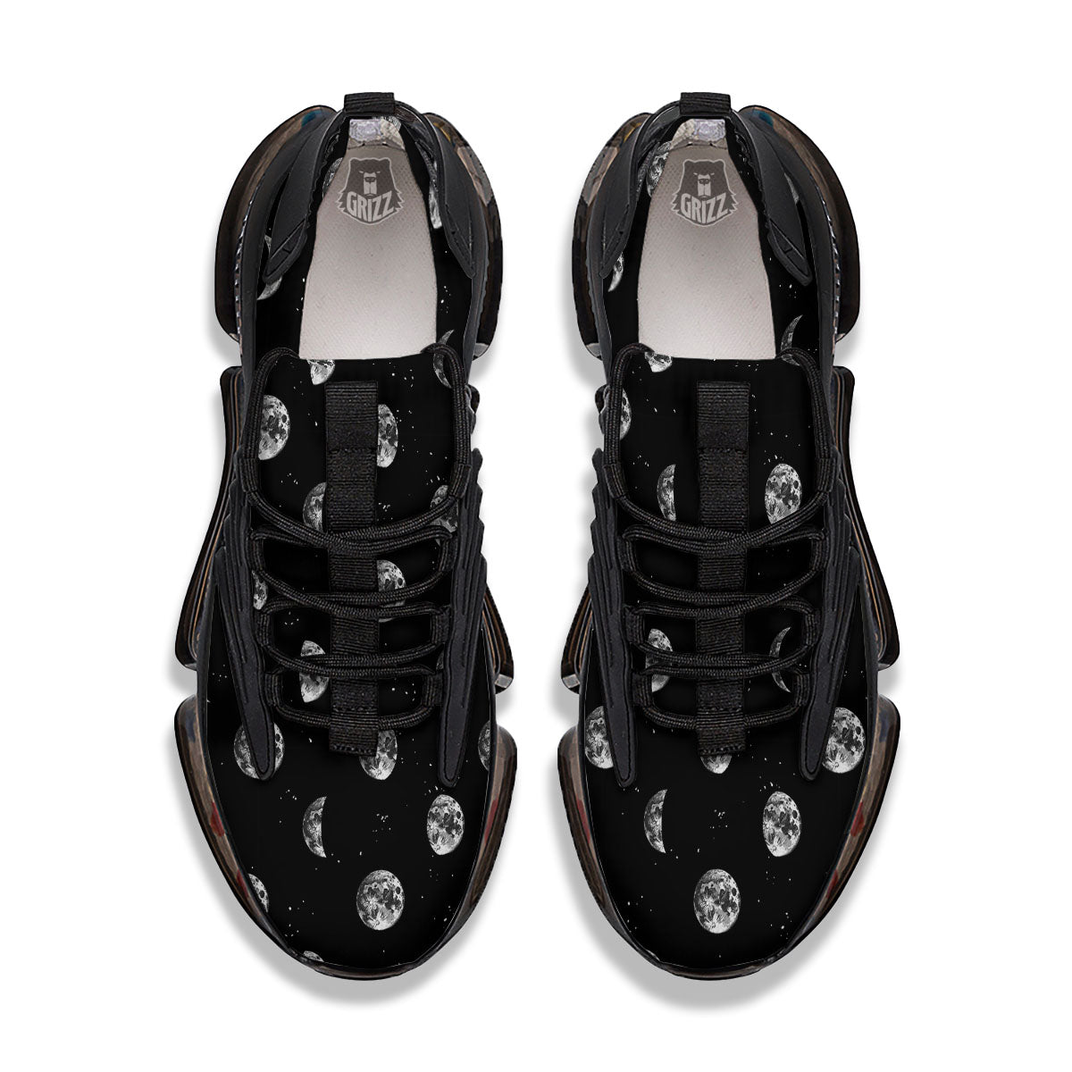 Stars And Moon Phase Print Pattern Black Gym Shoes-grizzshop