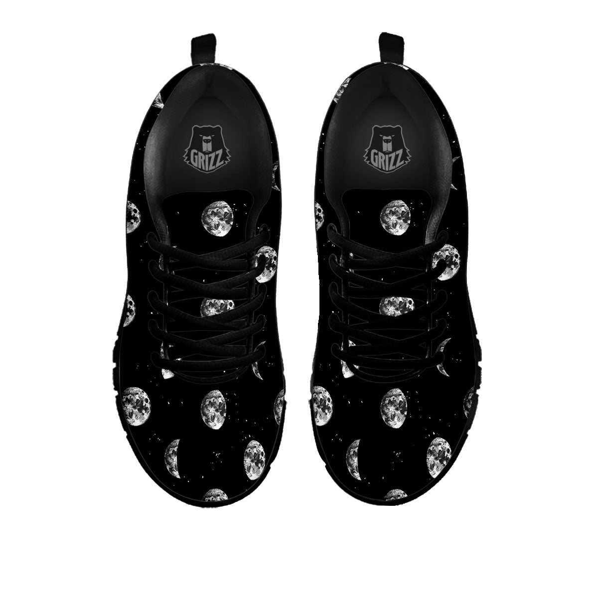 Stars And Moon Phase Print Pattern Black Sneaker-grizzshop