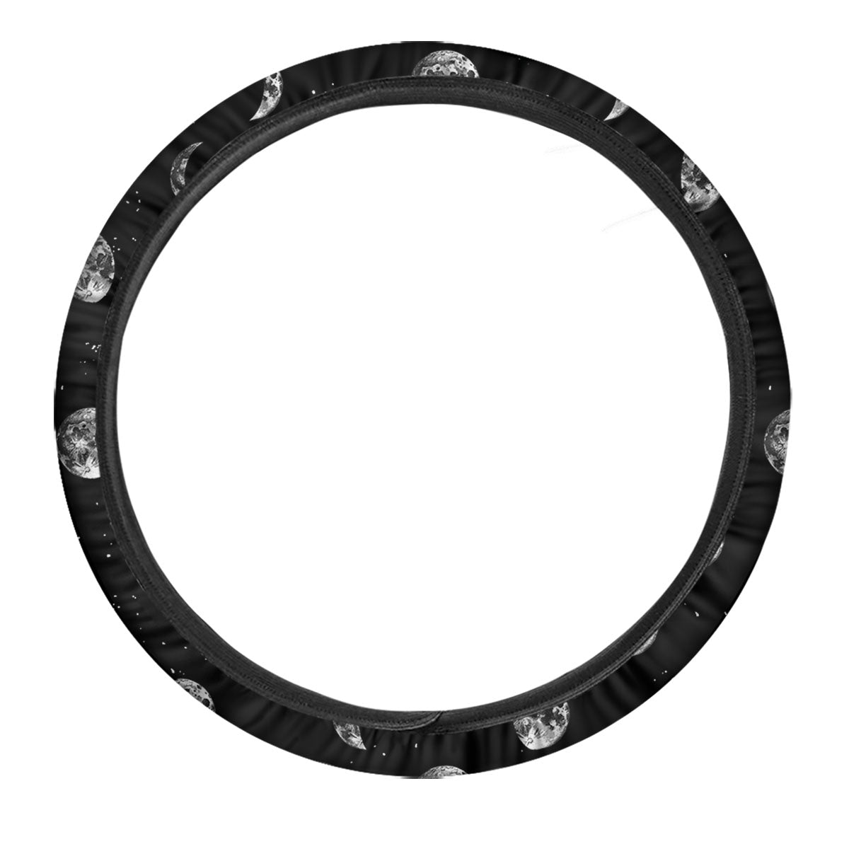 Stars And Moon Phase Print Pattern Car Steering Wheel Cover-grizzshop